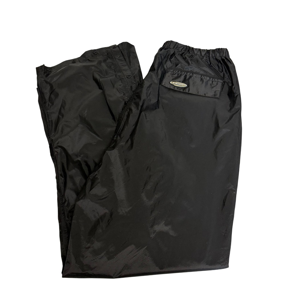 Stearns DryWear Mens Black Ripstop Rain Pants Snap Leg Waterproof Hiking Large
